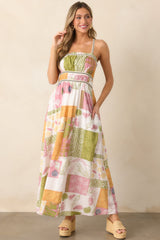 Trip To The Shore Ivory Patchwork Print Maxi Dress