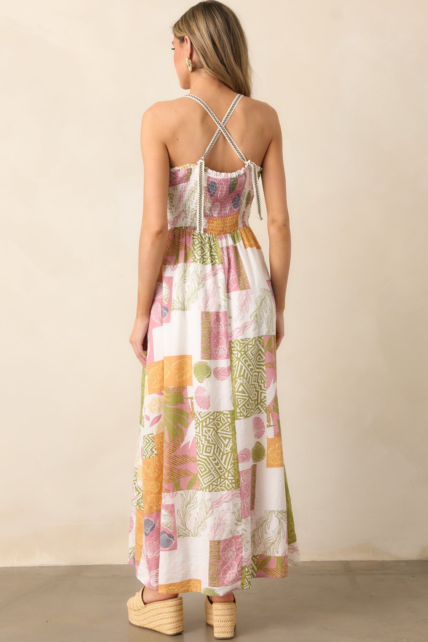 Trip To The Shore Ivory Patchwork Print Maxi Dress