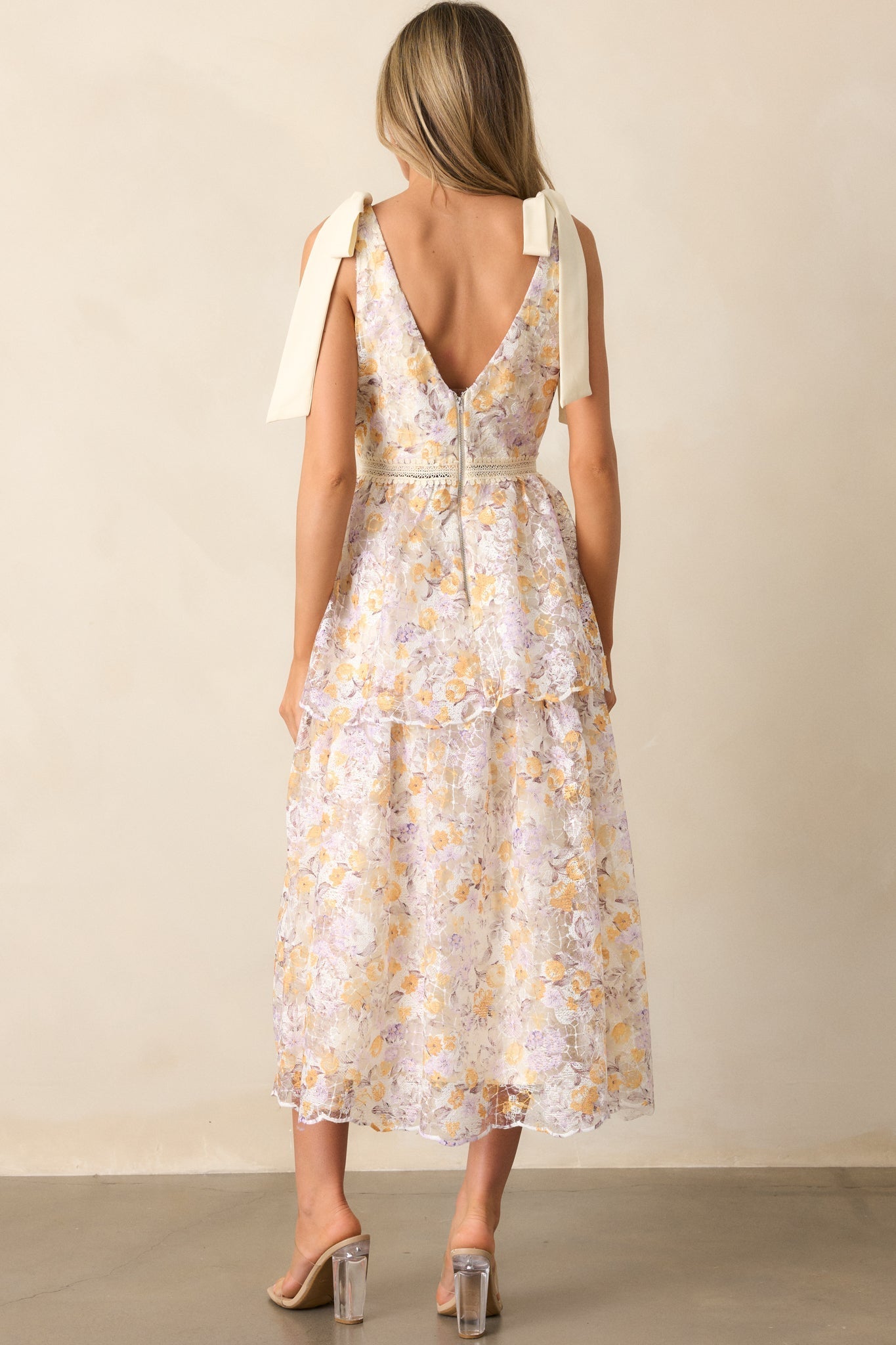 Time For Tea Apricot Floral Maxi Dress