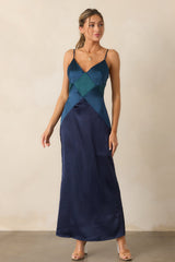 Celestial Skies Midnight Blue Satin Maxi Dress