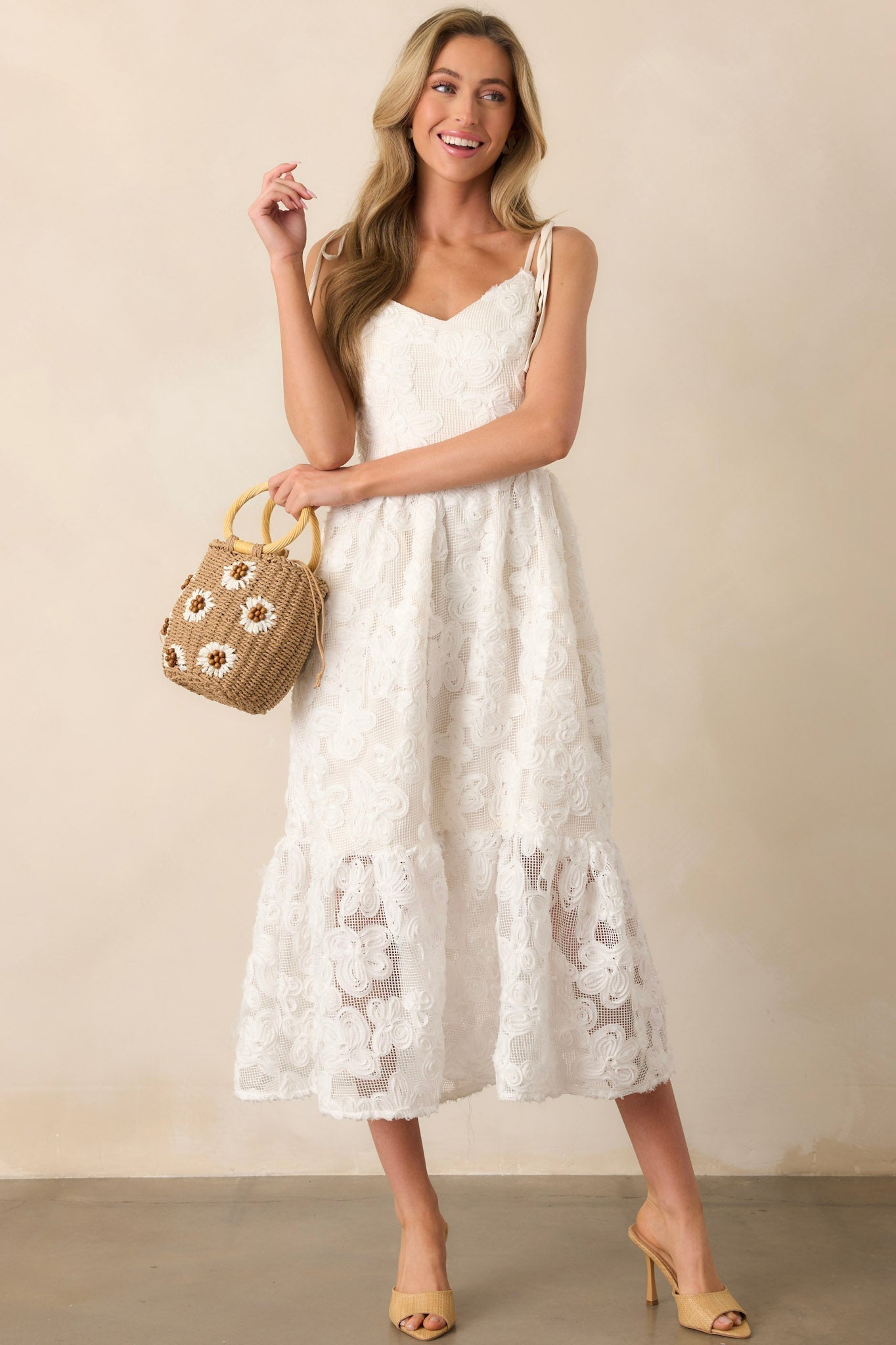 World of Possibilities Ivory Floral Lace Maxi Dress