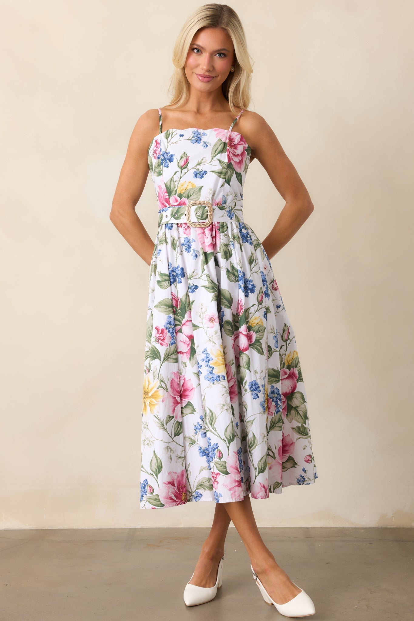 Colette Dream Garden Floral Cotton Belted Midi Dress