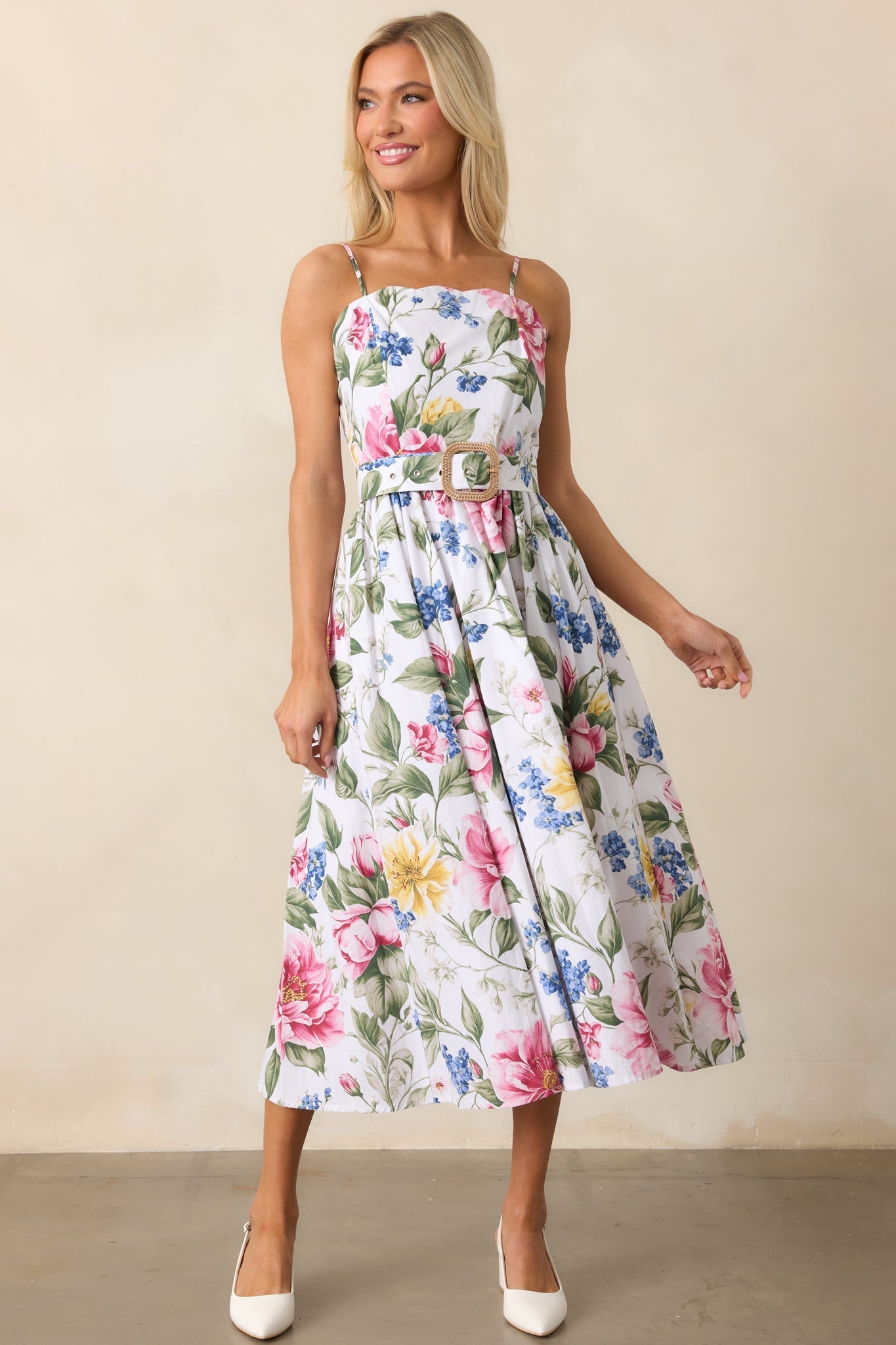 Colette Dream Garden Floral Cotton Belted Midi Dress