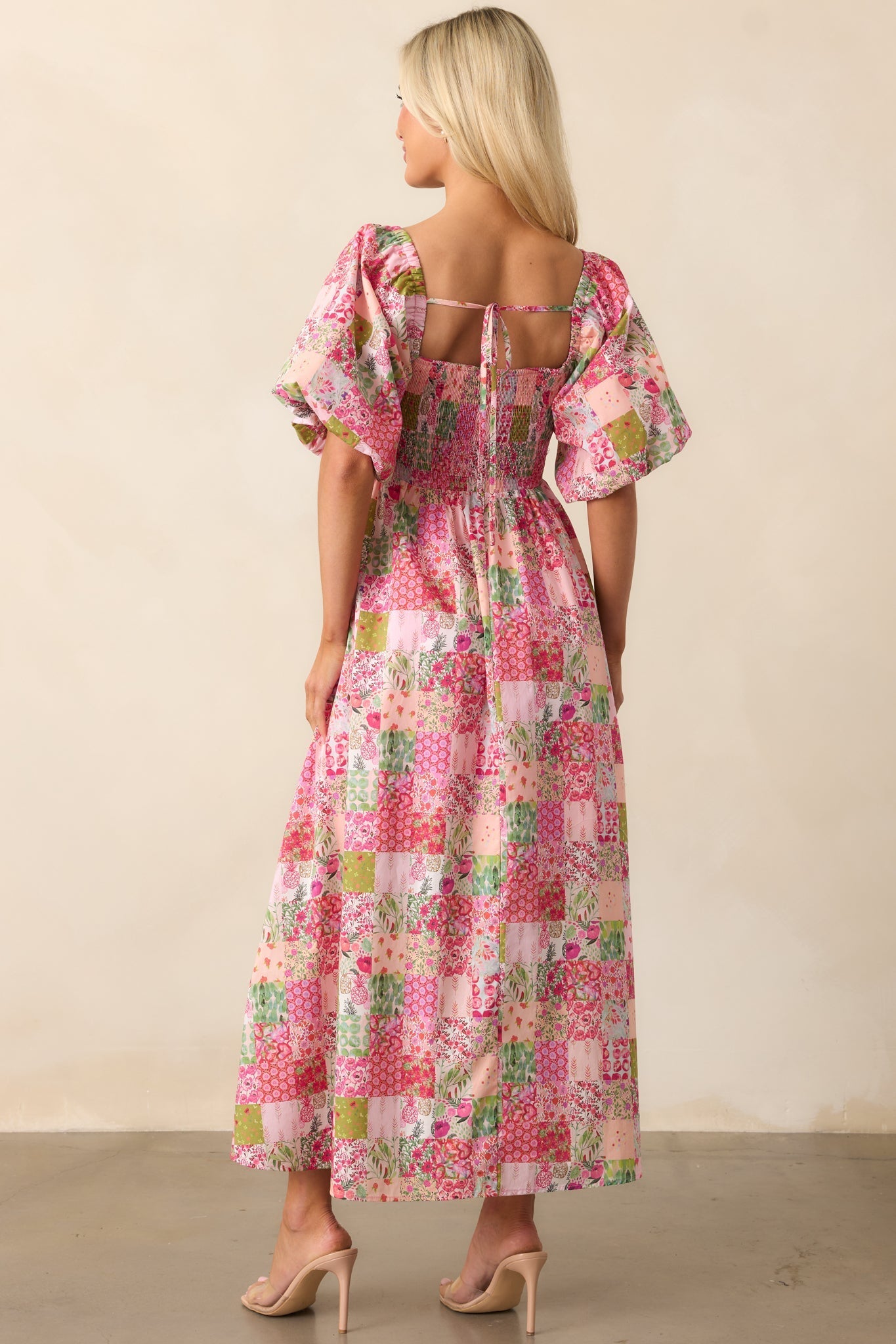 In My Free Time Pink Cotton Patchwork Maxi Dress