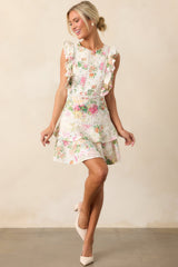 Where The Night Takes Us Ivory Floral Cotton Mini Dress