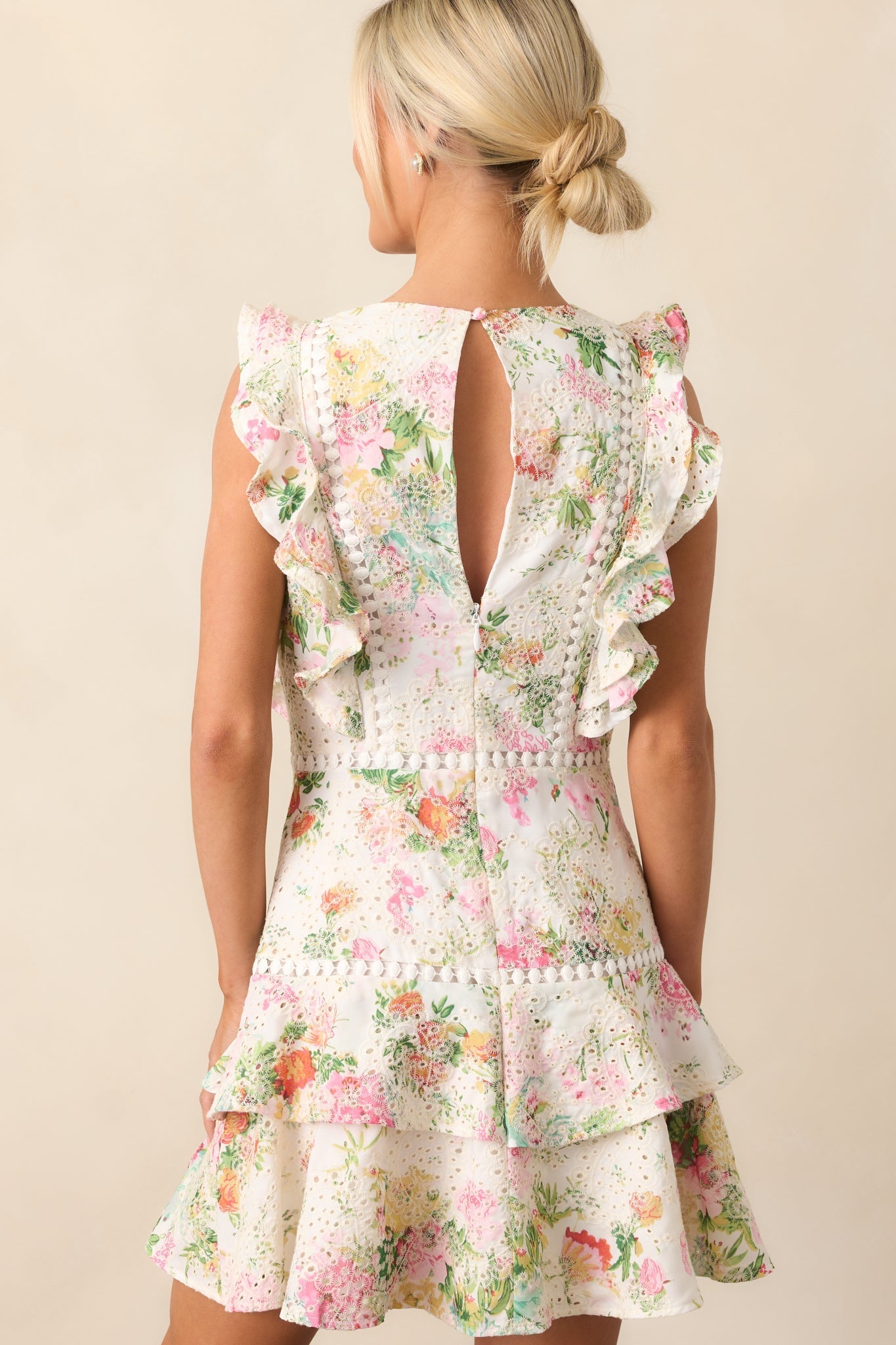 Where The Night Takes Us Ivory Floral Cotton Mini Dress