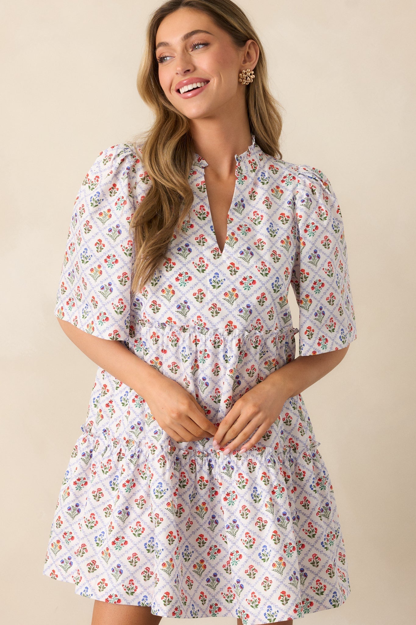 Hold Onto Hope Light Blue Floral Cotton Mini Dress
