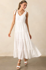 Half Past Sunset Ivory Cotton Tiered Maxi Dress