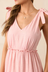 Half Past Sunset Rose Pink Cotton Tiered Maxi Dress