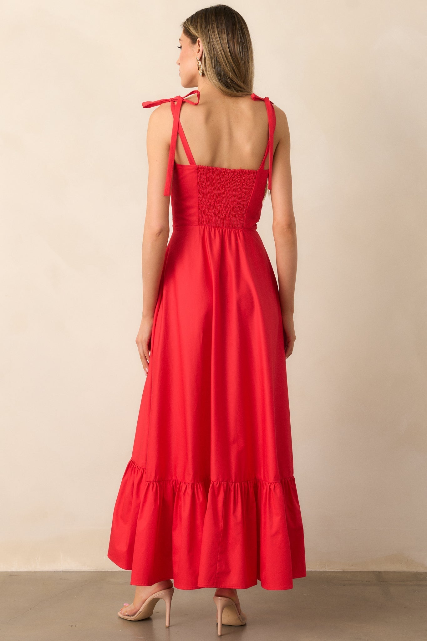 The Best Is Yet To Come Red Padded Bustier Maxi Dress