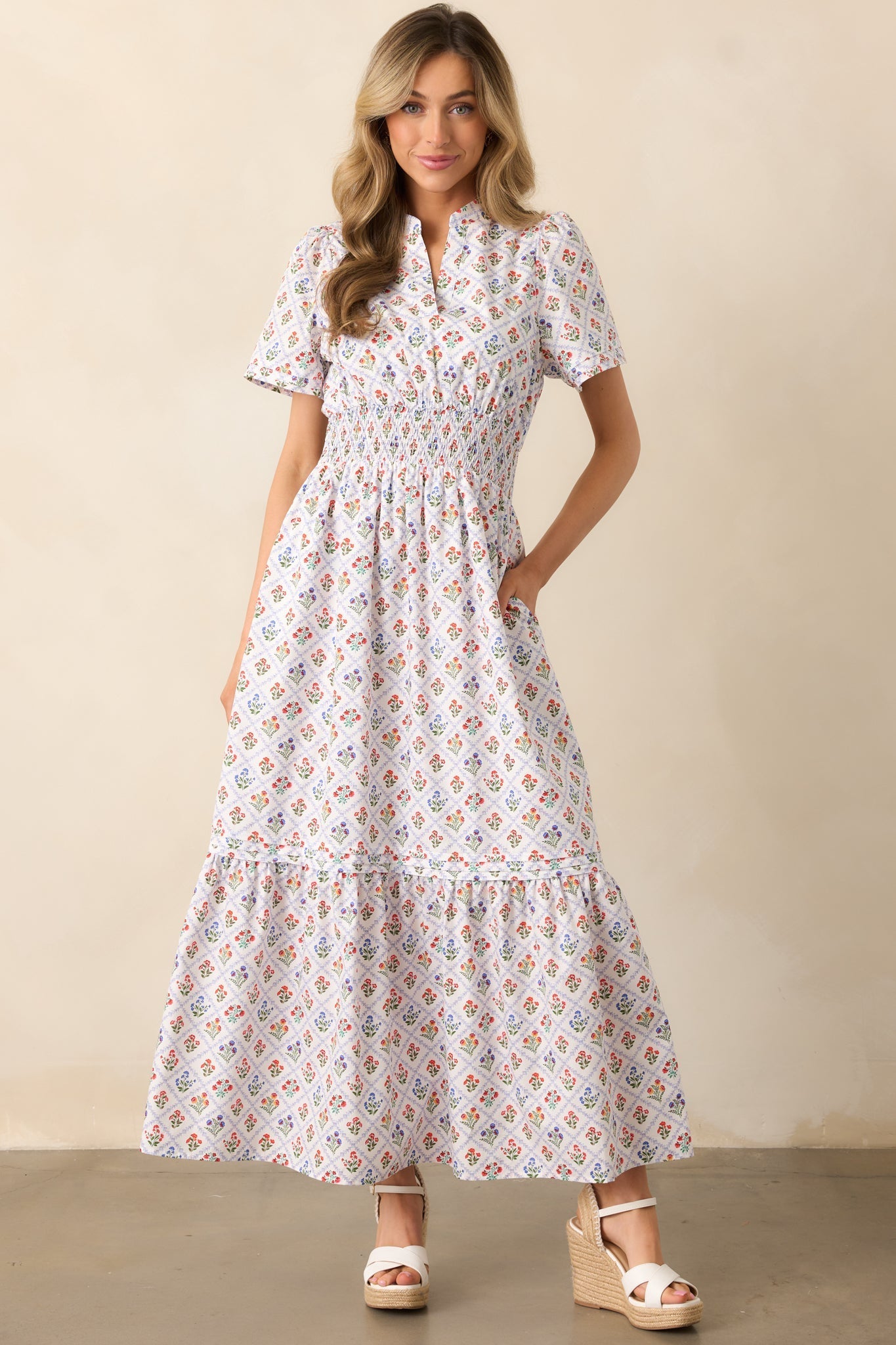 A Thousand Tomorrows Light Blue Floral Cotton Maxi Dress