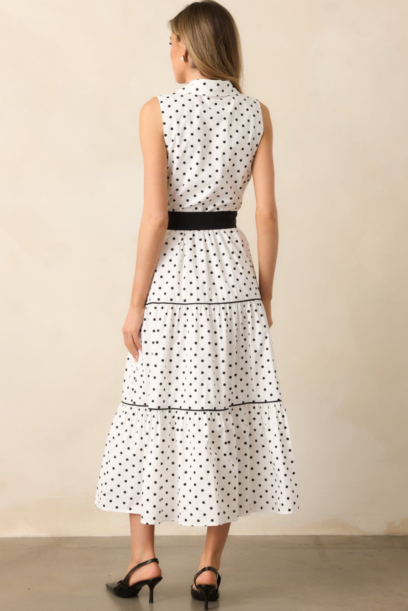 Where We Left Off White Cotton Polka Dot Maxi Shirt Dress