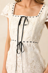 Made You Look Ivory Floral Embroidered Midi Dress