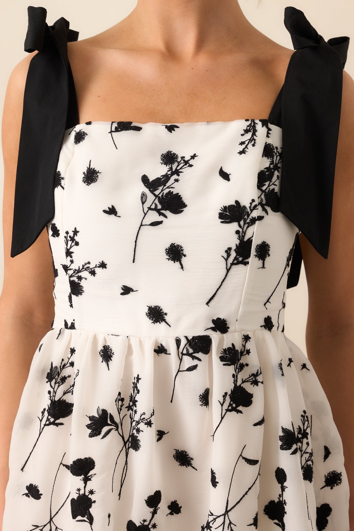 Right On Time Black Floral Embroidered Midi Dress
