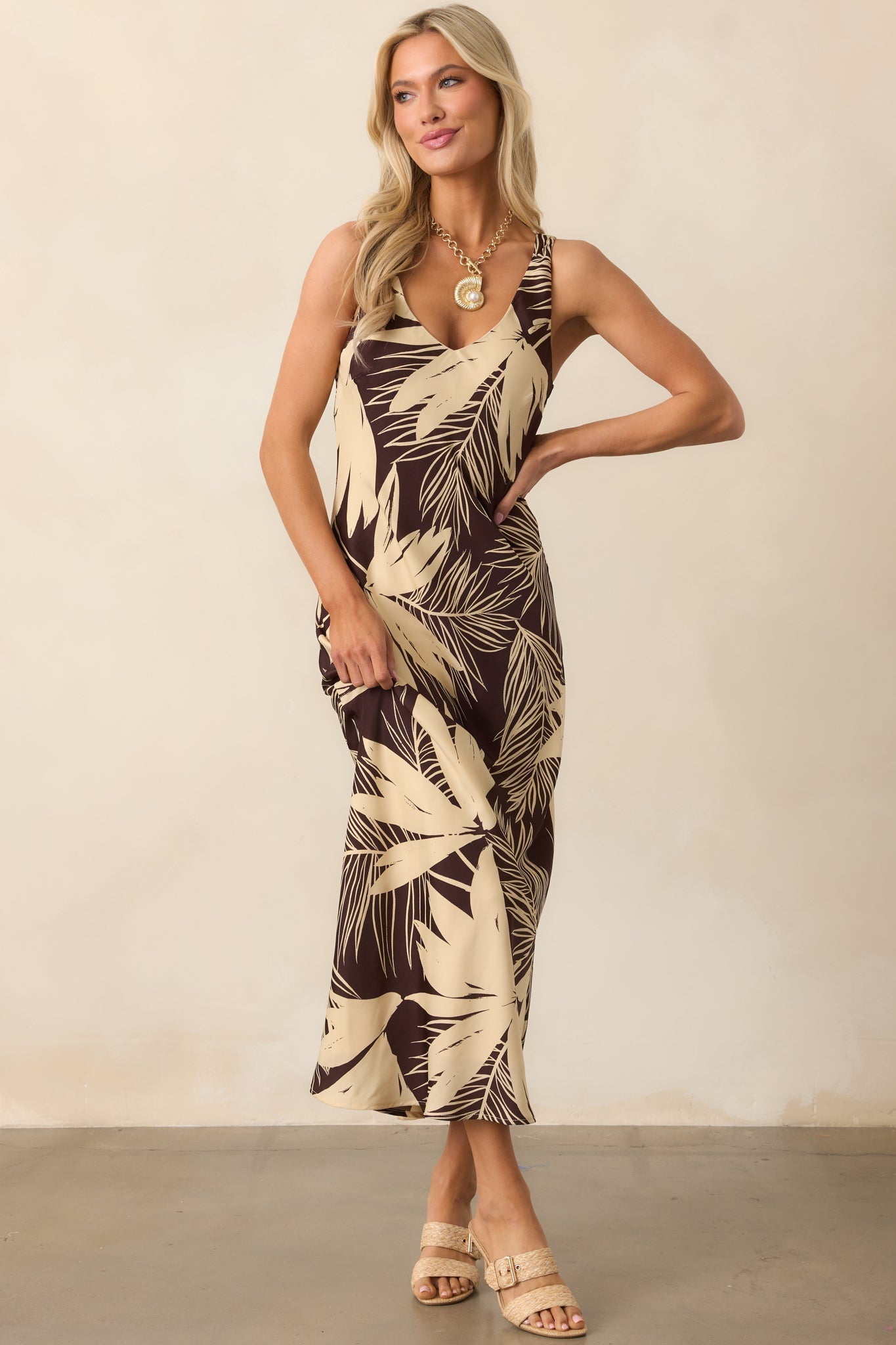 Z Supply Brown Floral Hana Palmera Maxi Dress
