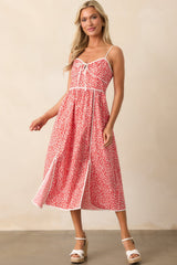 Memories Being Made Red Floral Sleeveless Midi Dress