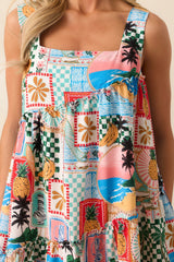Tidal Treasures Multi Tropical Print Mini Dress