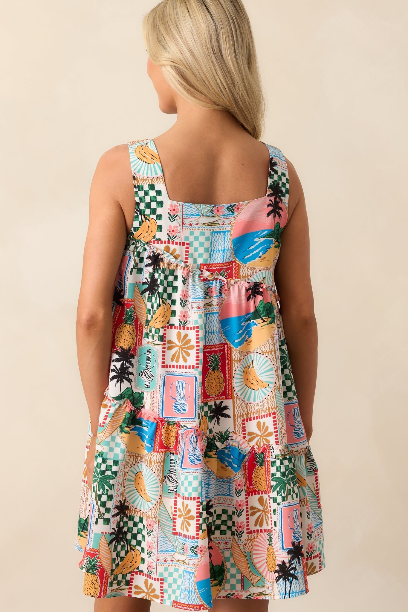 Tidal Treasures Multi Tropical Print Mini Dress