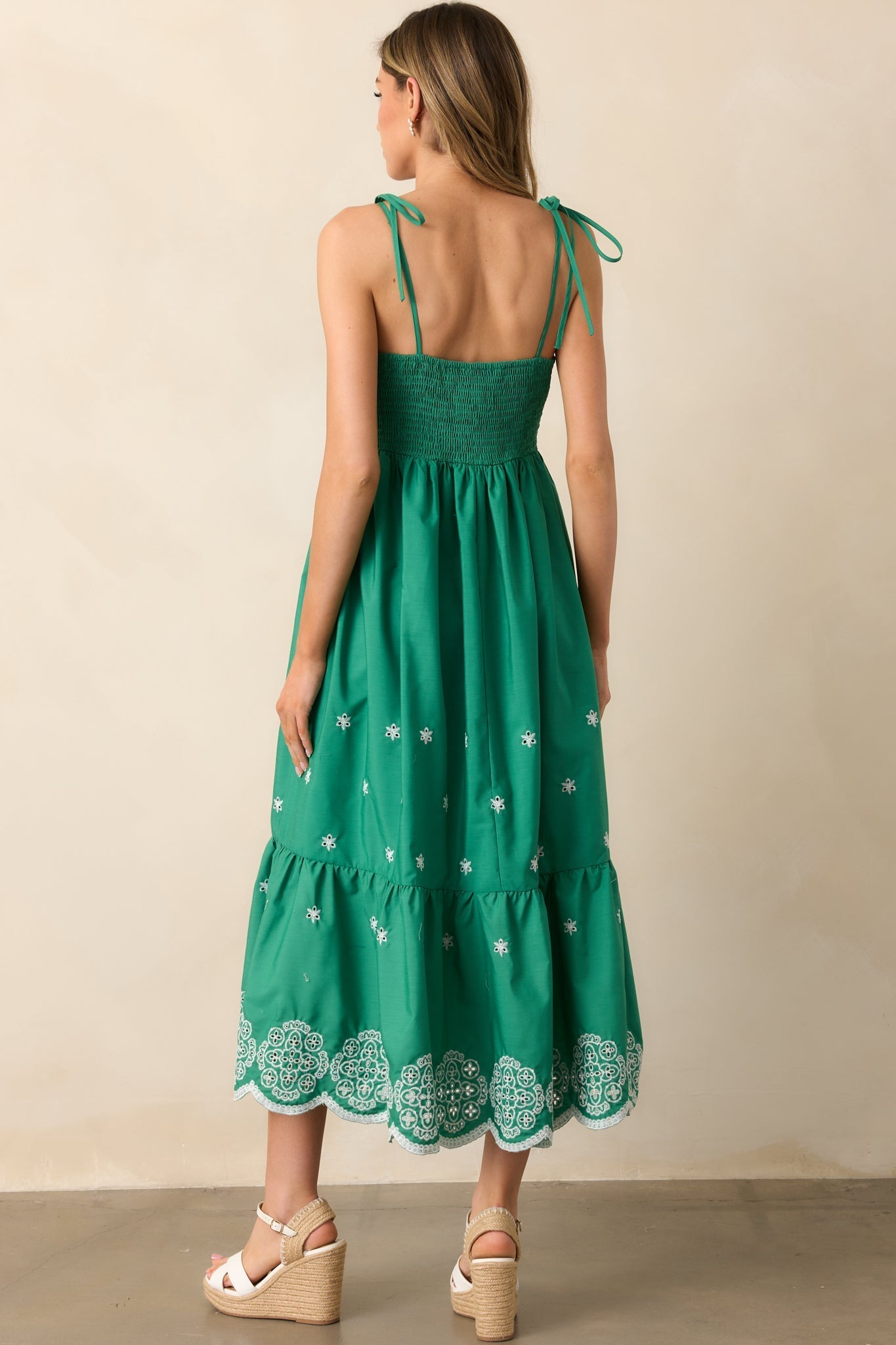 Lighthearted Mood Green Embroidered Eyelet Maxi Dress