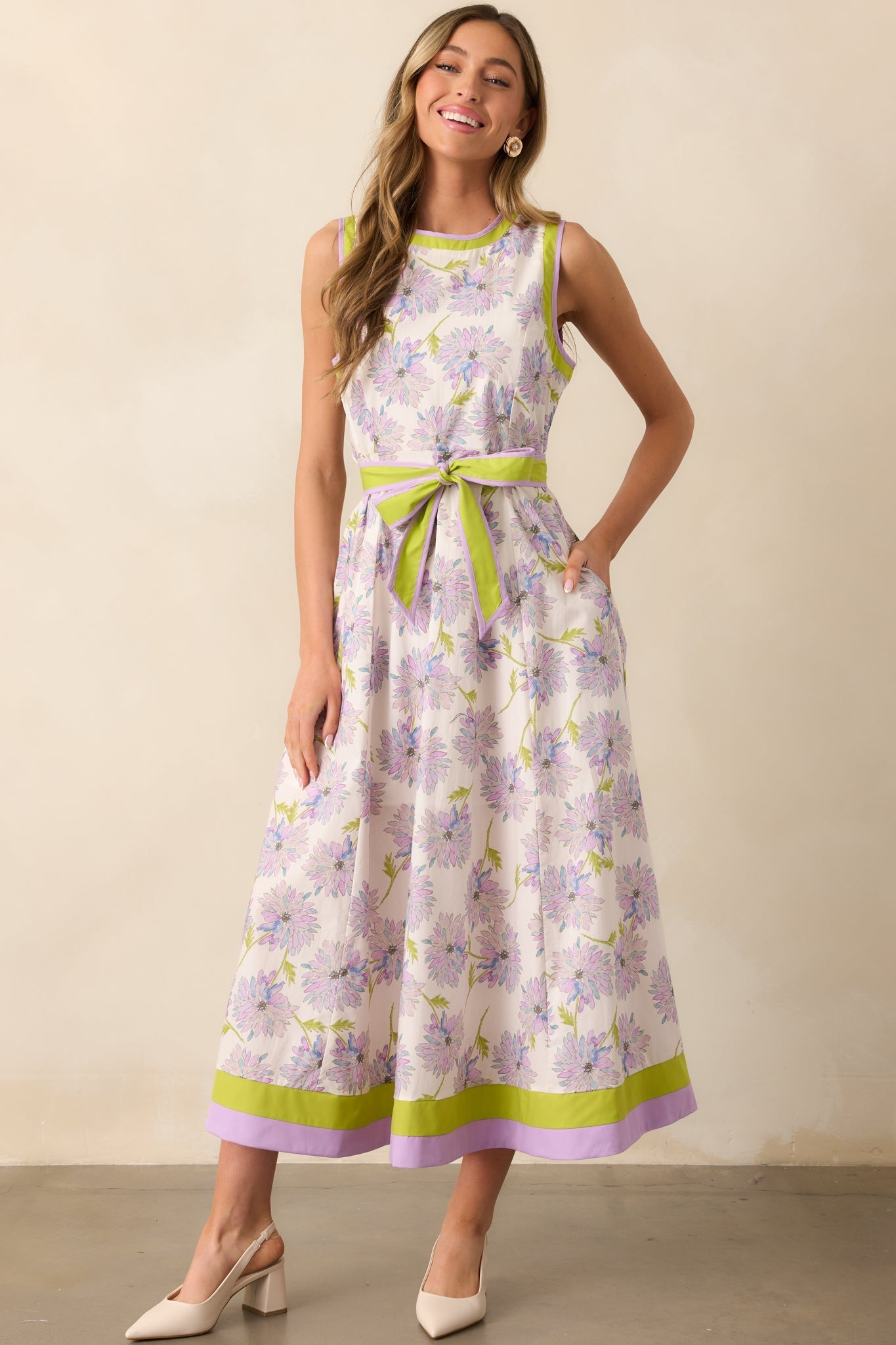 All In Due Time Cotton Lavender Floral Maxi Dress
