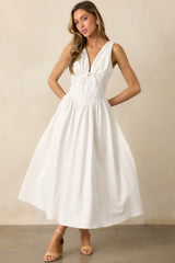 Sunny Day Soiree White Cotton Corset Maxi Dress