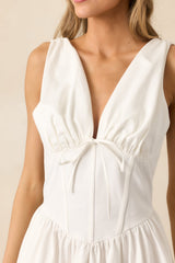 Sunny Day Soiree White Cotton Corset Maxi Dress