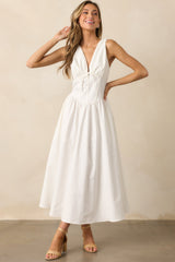 Sunny Day Soiree White Cotton Corset Maxi Dress