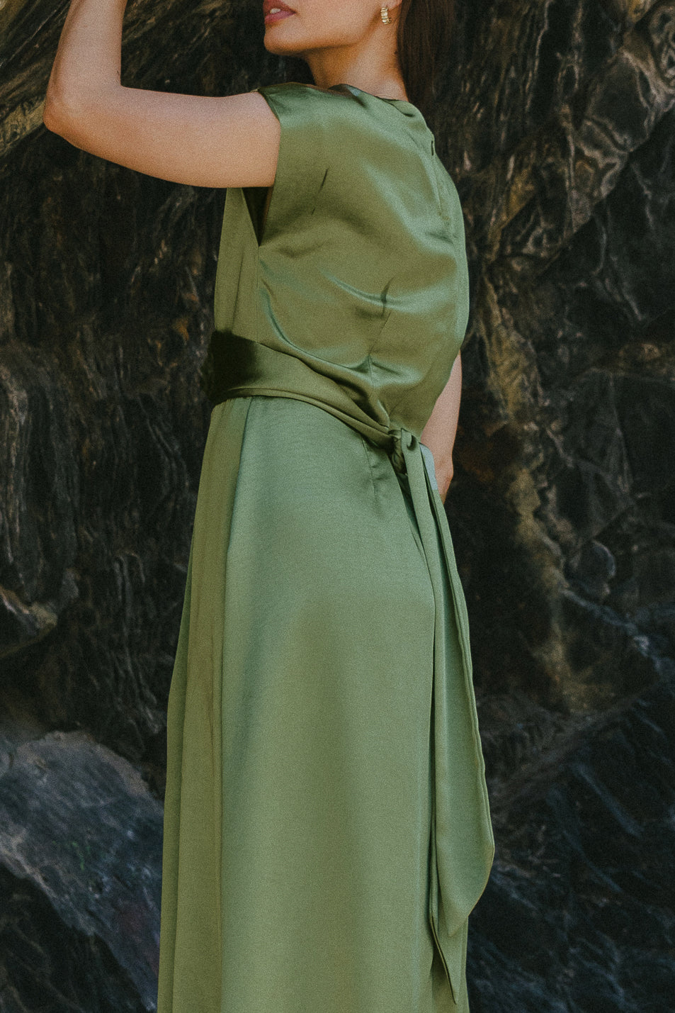 Rosalind Midi Dress in Moss - FINAL SALE