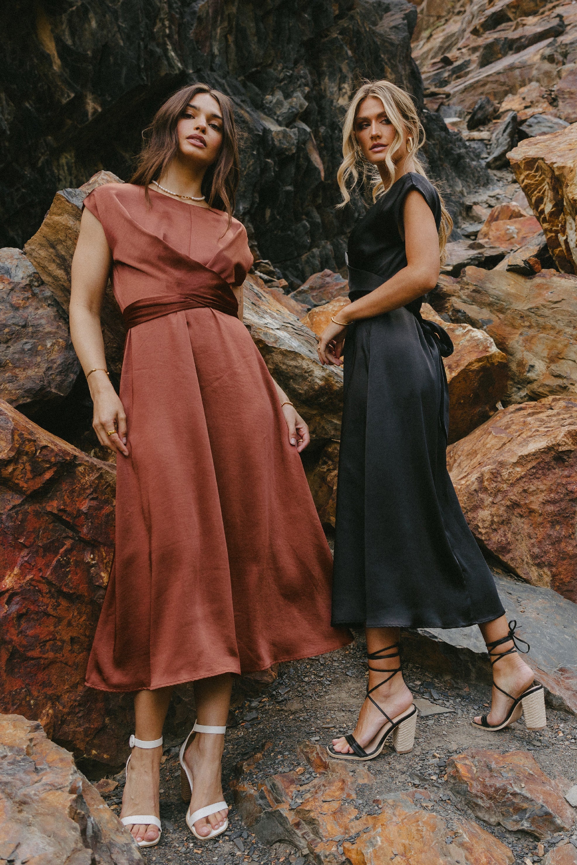 Rosalind Midi Dress in Rust - FINAL SALE
