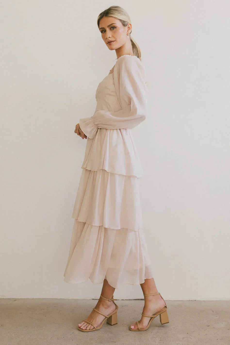 Manning Shimmery Midi Dress in Champagne - FINAL SALE
