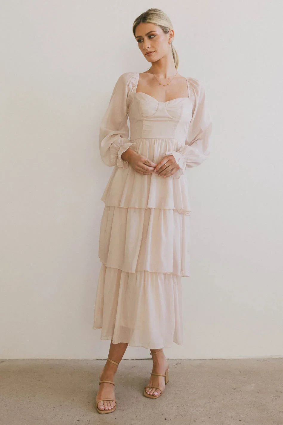 Manning Shimmery Midi Dress in Champagne - FINAL SALE