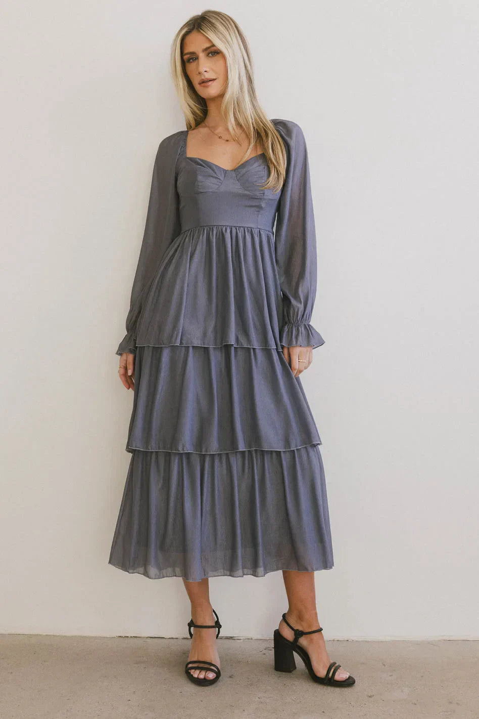Manning Shimmery Midi Dress in Slate - FINAL SALE