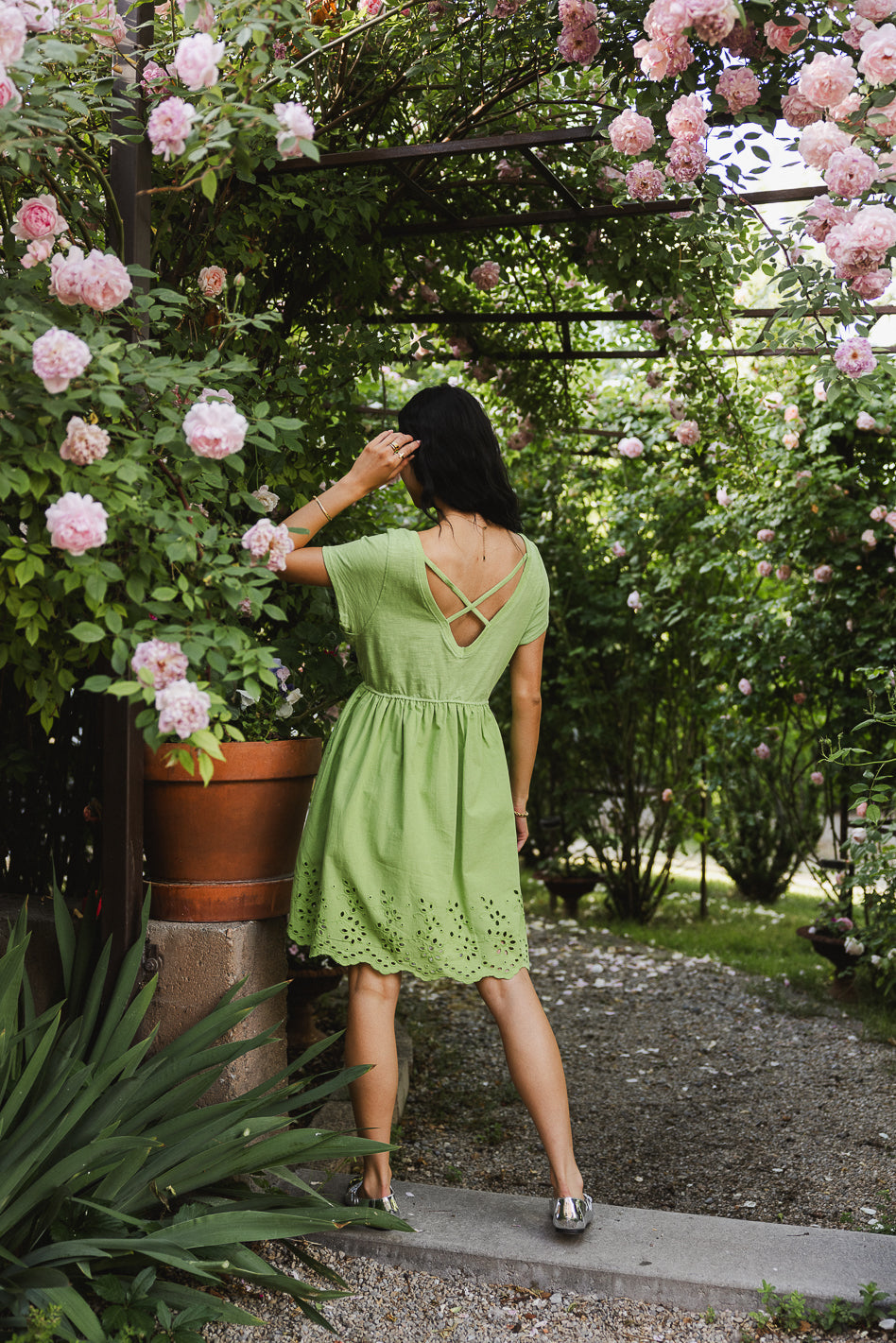 Aria Eyelet Lace Mini in Green - FINAL SALE