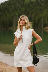 Emory Quarter Zip Dress in Ivory - FINAL SALE
