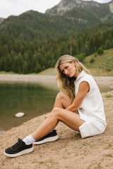 Emory Quarter Zip Dress in Ivory - FINAL SALE