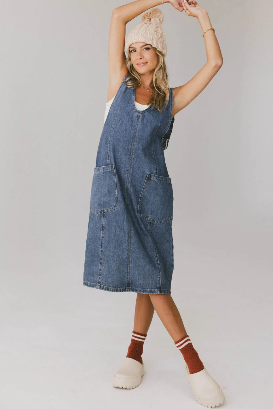 Camry Overall Dress in Dark Wash