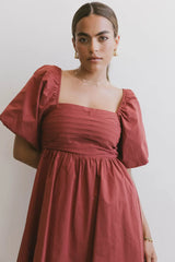 Dinah Pleated Mini Dress in Rust - FINAL SALE