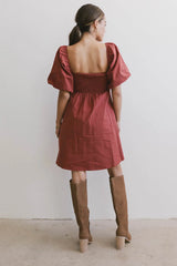 Dinah Pleated Mini Dress in Rust - FINAL SALE