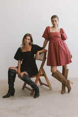 Dinah Pleated Mini Dress in Rust - FINAL SALE