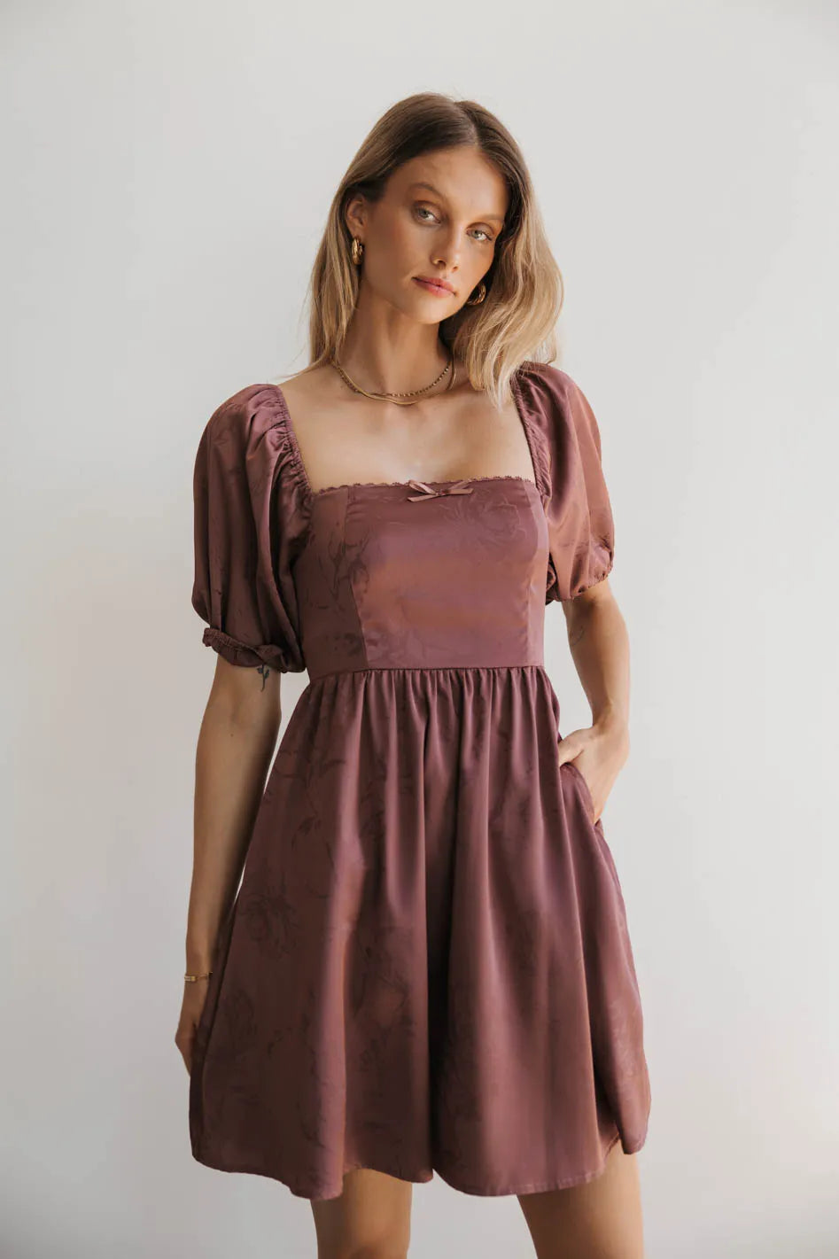 Alexis Satin Mini Dress in Mauve - FINAL SALE