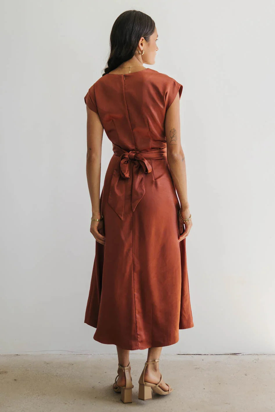 Rosalind Midi Dress in Rust - FINAL SALE