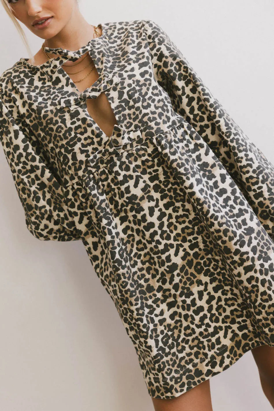 Tyler Peplum Mini Dress in Leopard - FINAL SALE