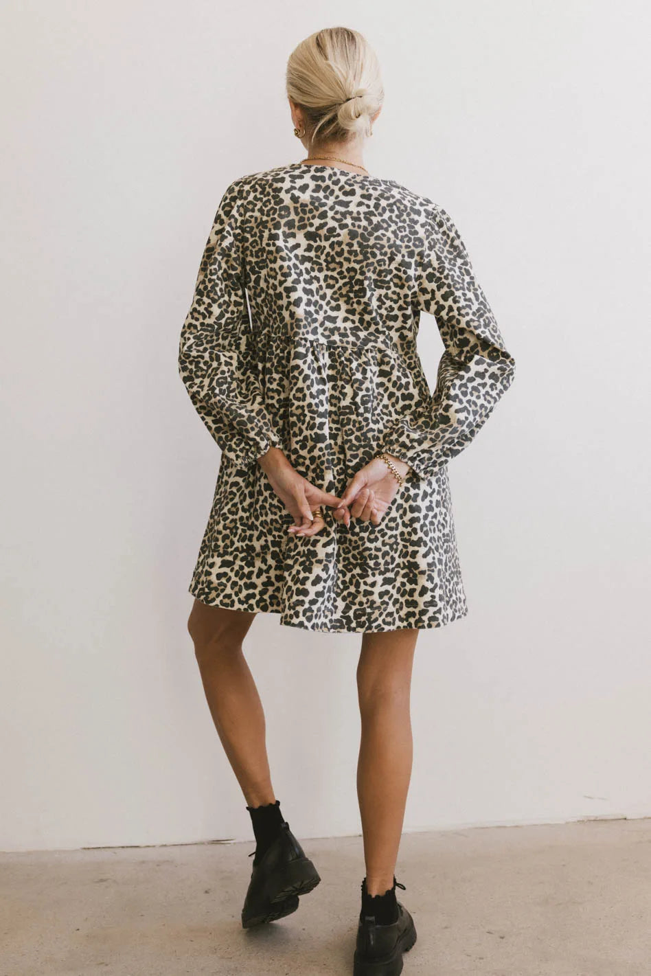 Tyler Peplum Mini Dress in Leopard - FINAL SALE
