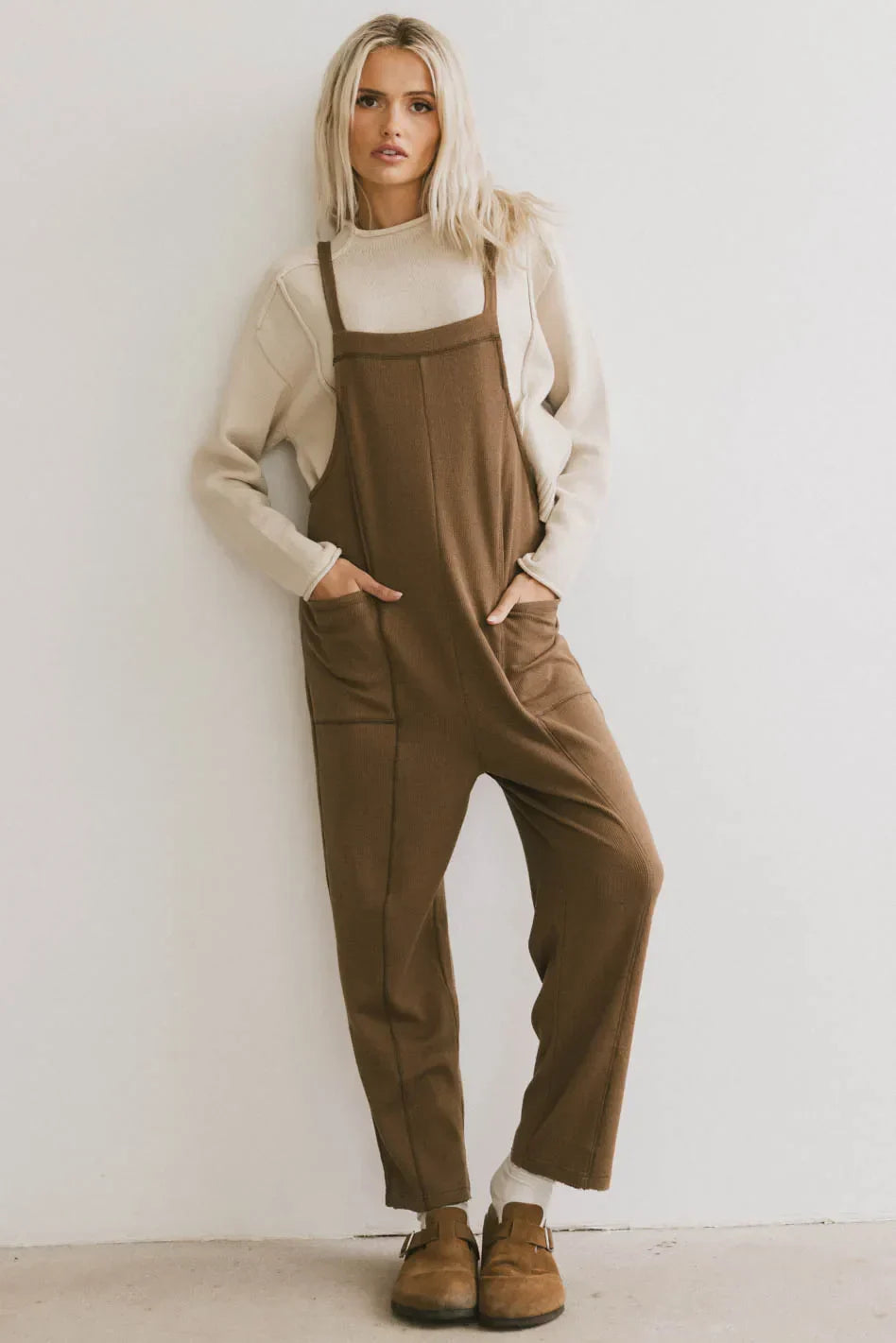 Kestrel Knit Overalls in Mocha - FINAL SALE