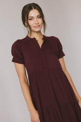 Amanda Tiered Dress in Burgundy - FINAL SALE