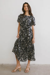 Mary Anne Floral Midi Dress in Black - FINAL SALE