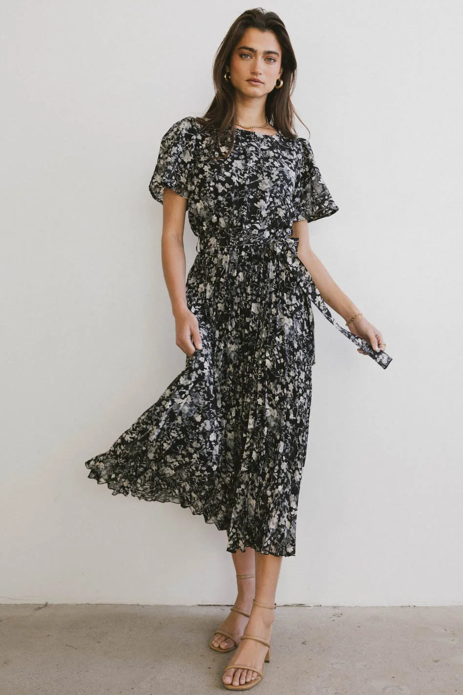 Mary Anne Floral Midi Dress in Black - FINAL SALE