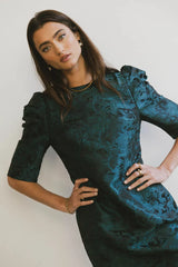 Kaylee Brocade Dress in Teal - FINAL SALE