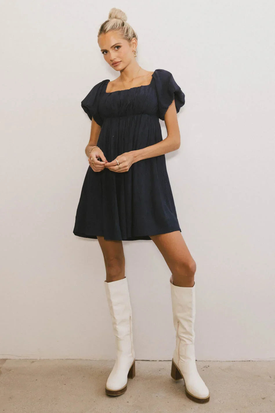 Dasha Textured Mini Dress in Navy - FINAL SALE