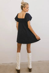 Dasha Textured Mini Dress in Navy - FINAL SALE
